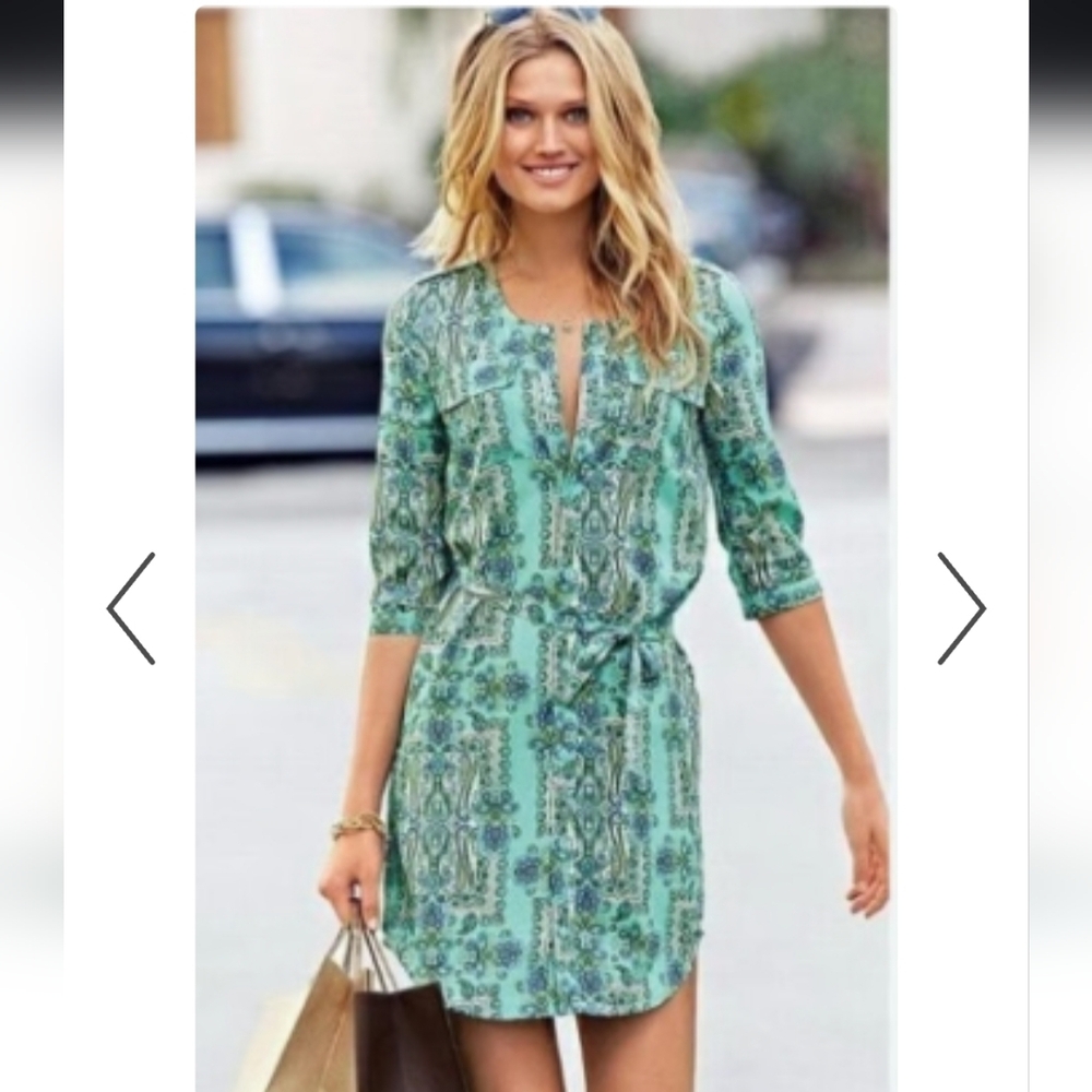 Victoria's Secret Paisley Casual Sheer Dress Button Up Size S